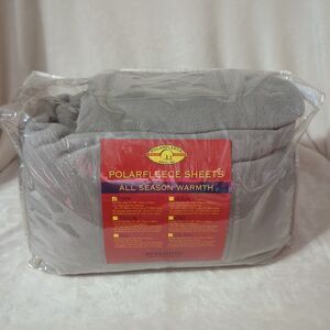 Polar Fleece Sheets Set Twin Size All Season Warmth Grey Berkshire Blanket Co